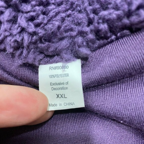Artisans Vest XXL Purple Plush Fleece Sleeveless High Neck Drawstring - Picture 10 of 11